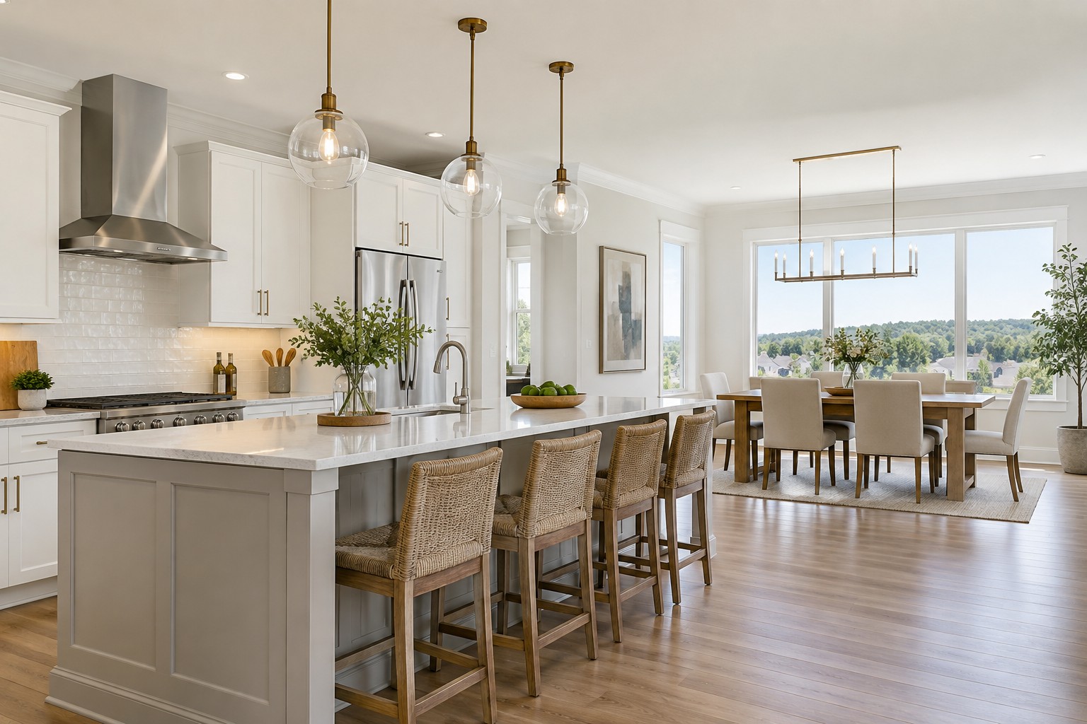 A bright New Jersey home interior, illustrative